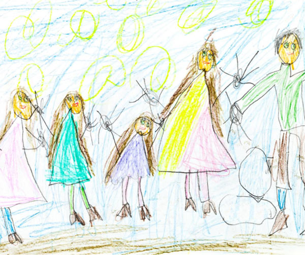 Child's drawing of a family